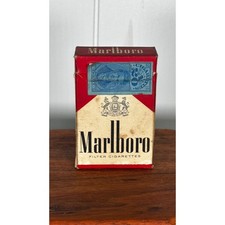 Vintage Marlboro Filter Cigarettes Soft Pack Red White Tobacco Tax Stamp Empty picture
