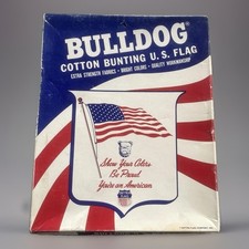 Vintage 1970’s Dettras Bulldog Bunting American Flag Stitched USA Patriotic Rare picture