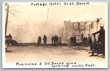 RPPC Milton Wisconsin Fire F.C. Dunns Store Real Photo Postcard 1914 picture