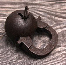 RARE Antique 19thC Spherical Ball Padlock Heavy Forged Iron Apple Trick Lock Key picture