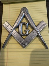 VINTAGE Masonic Symbol Square and Compass STEEL/Metal Freemasonry Symbol LQQK👀 picture
