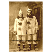 Vintage Creepy Circus Clowns Scary PHOTO Happy Sad Freak Creepy Weird Sideshow picture