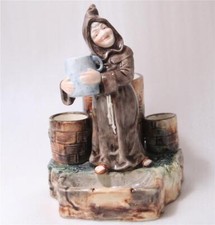 Antique German/Austrian Majolica Cigar set/Figurine Monk w/Beer Stein c.1890s picture