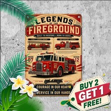 Classic Red Fire Engine Poster Art Sign Vintage Emergency Station Metal Plaque picture