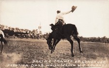 RPPC Walla Walla Frontier Days Rodeo Cowboy Horse Bucking Photo Postcard 33A picture