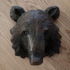 Vintage 1984 Shiraoi Ainu Kotan Hokkaido Bear Mask Hand Carved Linden Wood Japan picture