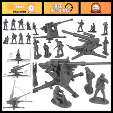 WW2 German 88mm Flak Artillery Set - 15pc Gray Army Men Figures & Accessories picture