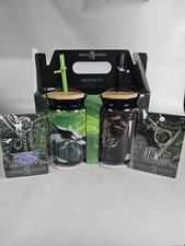 MORTAL KOMBAT 2-16oz glass drink set + 2 Keychains CAGE And Kitana steel Fan. picture