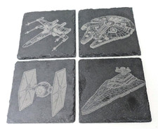Star Wars Ships Slate Coaster Set of 4 | Laser-Etched Stone Coasters picture
