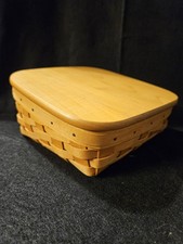 EUC 2002 Longaberger Slant Basket With Lid Signed Cottage Granny Core 7x7 picture