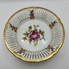 Vintage Japanese Reticulated Porcelain Plate – Floral Motif & Gold Trim picture