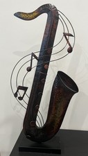 Music Saxophone Decor Collectible Figurine Jazz Blues Metal Art Sculpture Gift picture