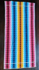 Vintage Palm Beach Bath Towel Retro Rainbow Geometric Stripe Australian Made picture