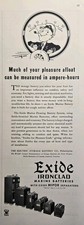 Exide Ironclad Marine Batteries Print Ad 1935 Pleasure Afloat Measured Amp-Hours picture