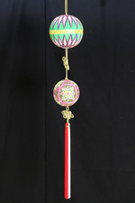 Vintage Japanese Yanagawa Sagemon Temari Ball Hanging Ornament Silk Mobile 113cm picture