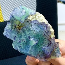 480G Natural beautiful blue purple window frame cubic fluorite crystal specimen picture