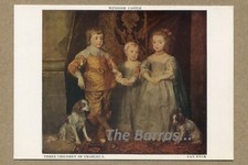 THREE CHILDREN OF KING CHARLES I. Vintage VAN DYCK POSTCARD CARTES POSTALE picture