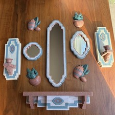 Vintage 90s Burwood Southwest Wall Decor Set Mirrors Sconces Shelf Cactus Lot picture