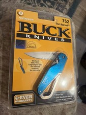 BUCK 752 SHORT APPROACH KNIFE BLUE NEVER USED IN BOX N16 picture