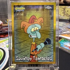 2025 Topps Chrome SpongeBob Sapphire Squidley Tentacles Gold Refractor #/50 picture