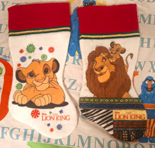 Vintage Disney The Lion King Christmas Felt Stockings Set of 2 Simba & Mufasa picture