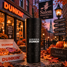 Dunkin Salem Runs On Dunkin Halloween Tumbler 18oz NWT Rare Limited Edition picture