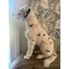 Vintage Real Fur Dalmatian Dog Figurine Sculpture realistic 12x7” picture