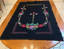 Vintage Handmade Cross stich floral design table cloth/ wall panel 50'' by 28'' picture