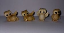 Antique Early 20th Century Celluloid Miniature Owl Figurines Set Of Four 4 picture