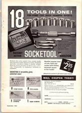SHELTON SOCKETOOL 18 Tools In One Kit Vintage Original Magazine Ad 1964 B&W picture