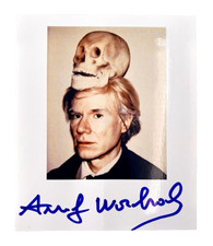 Andy Warhol Signed Original Photo w/ Skull Signed in Blue Ink picture