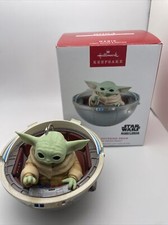 2024 Hallmark Ornament GROGU IN HOVERING PRAM STAR WARS MAGIC LIGHT SOUND MOTION picture
