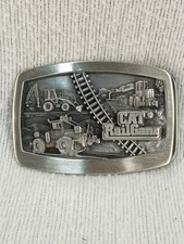 Vintage 1992 Caterpillar CAT Rail Gang Belt Buckle Norscot Pewter Serial 921484 picture