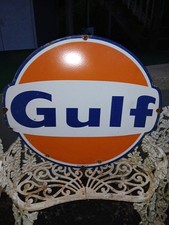VINTAGE LARGE GULF DEALER SIGN GAS OIL SERVICE STATION 30