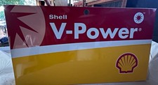 Shell V-Power Gas & Oil Sign Panel Red Yellow White 30.5”w x 17”h *NOS” SET (2) picture