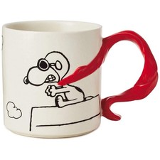 RARE Hallmark Snoopy Red Baron Mug Scarf Handle Dimensional Flying Ace Peanuts picture