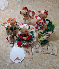 Rare Vintage Lot of 8 Annalee Dolls Handmade Figurines 1988-1999 Christmas Dolls picture
