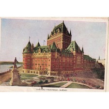 Chateau Frontenac Quebec City Canada Hotel Vtg Cars 1944 Postcard Folkard Litho picture