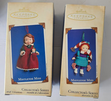 Vintage Hallmark Keepsake Christmas Mistletoe Miss Doll Ornaments 2-Lot picture