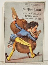 Antique 1881 Victorian Era MUSICIAN Colorful Trading Card COLLINS LIQUORS NYC picture