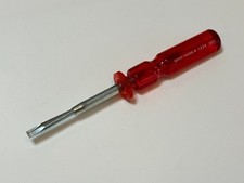 NOS Quick-Wedge No. 1834 Red Transparent Handle Flat Screw-Holding Screwdriver picture
