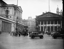 Banner adorns the portico of the Royal Exchange building opposite - Old Photo picture