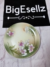 Vintage PSAG Bavaria Hand Painted Porcelain Plate Lily Floral Gold Rim picture