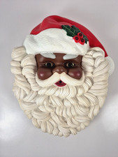 Vintage Telco Black Santa Claus Head Wall Door Christmas Music Hanging 1995 rare picture