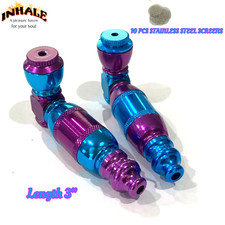 INHALE®️ 2 PCS LARGE CHAMBER metal Tobacco smoking Pipe w STAINLESS STEEL screen picture