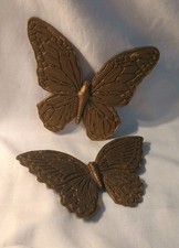 Vintage 1971 Homco Butterfly Wall Decor Gold Tone - Set Of 2 picture