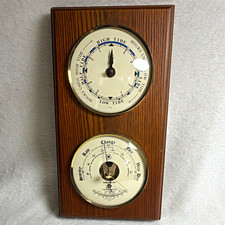 Bey-Berk International Wall-Mount Tide Clock Barometer Thermometer Woodgrain picture