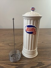Vintage Pepsi-Cola 5 Cents CeramicStraw Holder Dispenser Soda Fountain Diner USA picture