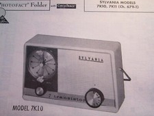 SYLVANIA 7K10 & 7K11 TRANSISTOR RADIO PHOTOFACT picture