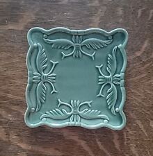 Vintage California Pantry Pottery Trivet Trinket Dish Embossed Design Green 6.5